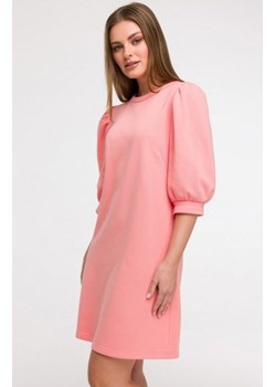 Bewear B291 sukienka z bufiastymi rękawami koralowa ze sklepu intimiti.pl w kategorii Sukienki - zdjęcie 187882175