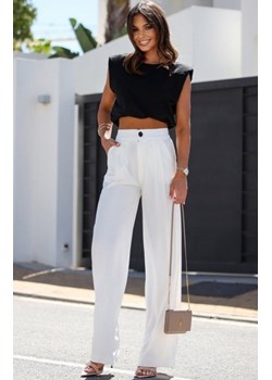 Ivon Bahari spodnie z gumą w pasie ecru ze sklepu intimiti.pl w kategorii Spodnie damskie - zdjęcie 187882396