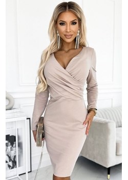 Numoco 398-3 elegancka bawełniana sukienka z kopertowym dekoltem i długim rękawkiem ze sklepu intimiti.pl w kategorii Sukienki - zdjęcie 187882496