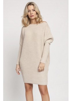 MKM SWE189 dzianinowa sukienka beżowa ze sklepu intimiti.pl w kategorii Swetry damskie - zdjęcie 187882575