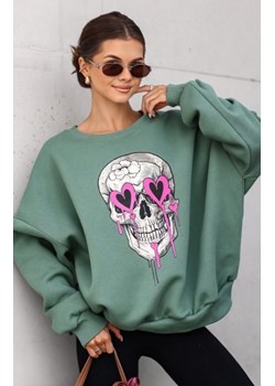 Oversizowa bluza damska czaszka khaki ze sklepu intimiti.pl w kategorii Bluzy damskie - zdjęcie 187882578