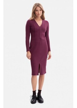 Bewear B307 sukienka z dzianiny prążkowanej śliwkowa ze sklepu intimiti.pl w kategorii Sukienki - zdjęcie 187882669