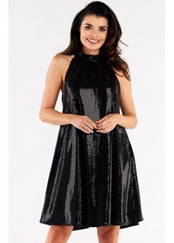 Rozkloszowana mini sukienka połyskująca czarna A563 ze sklepu intimiti.pl w kategorii Sukienki - zdjęcie 187882675