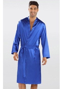 Dkaren Christian satynowy szlafrok męski niebieski ze sklepu intimiti.pl w kategorii Szlafroki męskie - zdjęcie 187882809