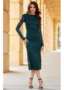 Dopasowana koronkowa sukienka midi zielona ze sklepu intimiti.pl w kategorii Sukienki - zdjęcie 187882869