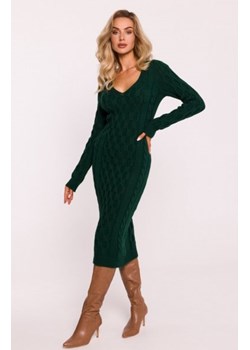 Moe sukienka swetrowa z dekoltem V zielona M824 ze sklepu intimiti.pl w kategorii Sukienki - zdjęcie 187883015
