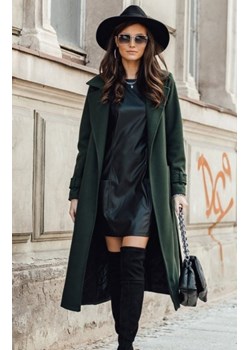 Długi płaszcz z wiązaniem zielony 0017 ze sklepu intimiti.pl w kategorii Płaszcze damskie - zdjęcie 187883196