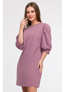 Bewear B291 sukienka z bufiastymi rękawami wrzosowa ze sklepu intimiti.pl w kategorii Sukienki - zdjęcie 187888468