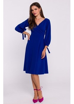 Stylove S383 sukienka rozkloszowana z wiązanymi rękawami niebieska ze sklepu intimiti.pl w kategorii Sukienki - zdjęcie 187888615