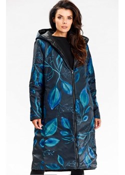 Awama A685 dwustronny płaszcz z kapturem czarny ze sklepu intimiti.pl w kategorii Płaszcze damskie - zdjęcie 187889076