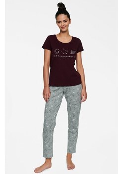 Henderson Ladies Horoscope 40115-93X bordowo-szara piżama damska ze sklepu intimiti.pl w kategorii Piżamy damskie - zdjęcie 187889178
