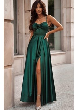Długa satynowa sukienka zielona gorset ze sklepu intimiti.pl w kategorii Sukienki - zdjęcie 187889549