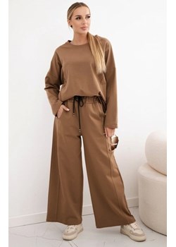 Komplet  bluza i spodnie z szeroką nogawką camel ze sklepu intimiti.pl w kategorii Dresy damskie - zdjęcie 187889669