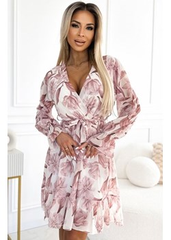 Numoco 514-1 szyfonowa sukienka z dekoltem, falbanką i paskiem ze sklepu intimiti.pl w kategorii Sukienki - zdjęcie 187889705