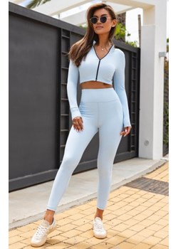 Elastyczne legginsy prążek damskie niebieski jasny ze sklepu intimiti.pl w kategorii Spodnie damskie - zdjęcie 187889746