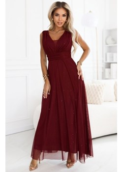 Numoco 637-1 wieczorowa długa sukienka z brokatowym akcentem i głębokim dekoltem ze sklepu intimiti.pl w kategorii Sukienki - zdjęcie 187889846