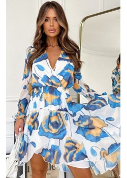 *Bicotone 287-08 szyfonowa sukienka w niebieskie kwiaty ze sklepu intimiti.pl w kategorii Sukienki - zdjęcie 187889937