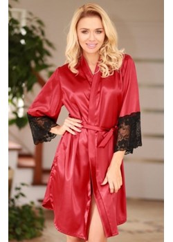 Kalimo Marbella satynowy szlafrok damski bordowy ze sklepu intimiti.pl w kategorii Szlafroki damskie - zdjęcie 187890116
