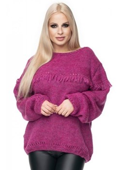 Cieplutki sweter z frędzlami fioletowy 30062 ze sklepu intimiti.pl w kategorii Swetry damskie - zdjęcie 187890145