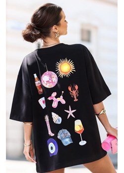 Oversize’owa czarna koszulka gwiazda ze sklepu intimiti.pl w kategorii Bluzki damskie - zdjęcie 187890297