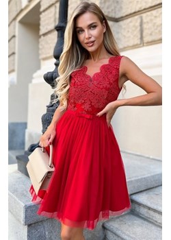 Rozkloszowana sukienka z koronką czerwona Bicotone 2206-02 ze sklepu intimiti.pl w kategorii Sukienki - zdjęcie 187890309