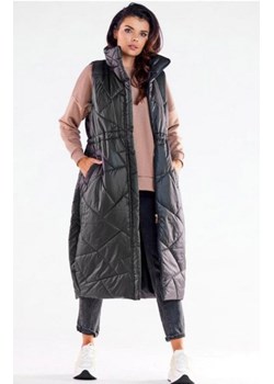 Długa puchowa kamizelka damska czarna A544 ze sklepu intimiti.pl w kategorii Kamizelki damskie - zdjęcie 187890795