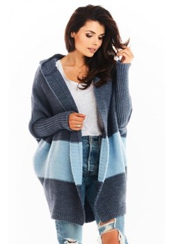 Oversizowy sweter z kapturem blue A392 ze sklepu intimiti.pl w kategorii Swetry damskie - zdjęcie 187890856