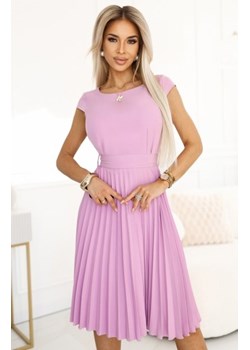 Numoco 311-18 LILA plisowana sukienka z krótkim rękawkiem i paskiem ze sklepu intimiti.pl w kategorii Sukienki - zdjęcie 187890898