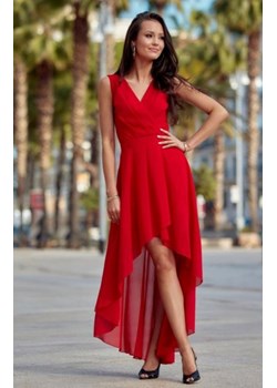Szyfonowa sukienka z asymetrycznym przodem 0294 czerwona ze sklepu intimiti.pl w kategorii Sukienki - zdjęcie 187891048