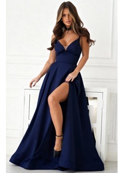 Elegancka granatowa balowa sukienka z kieszeniami ze sklepu intimiti.pl w kategorii Sukienki - zdjęcie 187891127