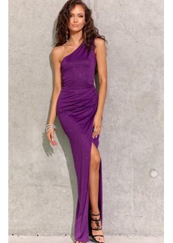 Elegancka fioletowa sukienka z brokatem 274 ze sklepu intimiti.pl w kategorii Sukienki - zdjęcie 187891138