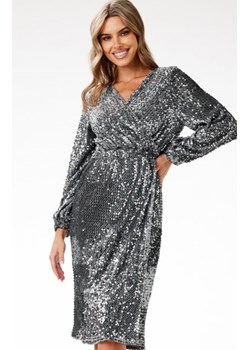 Awama A699 cekinowa sukienka midi srebrna ze sklepu intimiti.pl w kategorii Sukienki - zdjęcie 187891268