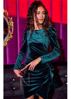 Wieczorowa zielona sukienka z bufkami 270 ze sklepu intimiti.pl w kategorii Sukienki - zdjęcie 187891375