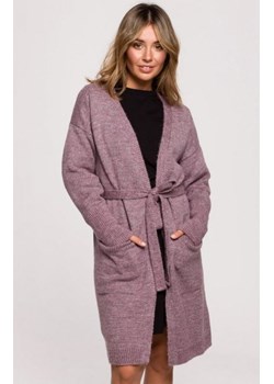 Wrzosowy kardigan z paskiem BK077 ze sklepu intimiti.pl w kategorii Swetry damskie - zdjęcie 187891408