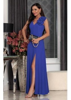 Elizabeth Anabel długa sukienka z różą chabrowa ze sklepu intimiti.pl w kategorii Sukienki - zdjęcie 187891575