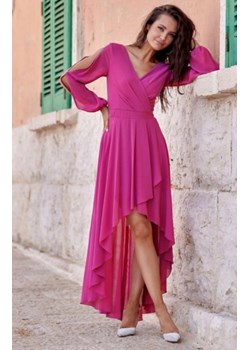 Asymetryczna maxi sukienka szyfonowa amarantowa ze sklepu intimiti.pl w kategorii Sukienki - zdjęcie 187891577