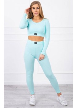 Komplet z bluzką top prążkowany miętowy ze sklepu intimiti.pl w kategorii Dresy damskie - zdjęcie 187891638