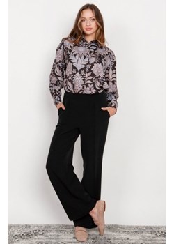 Szerokie spodnie z płaskim przodem czarne SD124 ze sklepu intimiti.pl w kategorii Spodnie damskie - zdjęcie 187891647