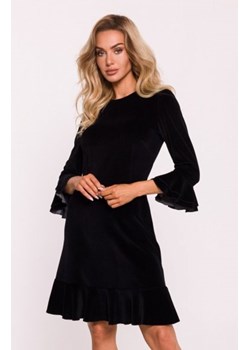 Moe welurowa sukienka z falbankami czarna M825 ze sklepu intimiti.pl w kategorii Sukienki - zdjęcie 187891798