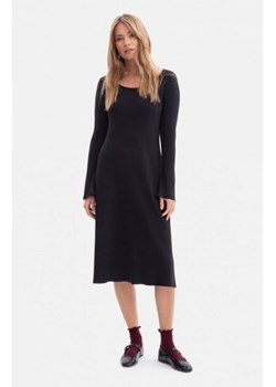 Bewear B308 sukienka midi z dzianiny prążkowanej czarna ze sklepu intimiti.pl w kategorii Sukienki - zdjęcie 187891829