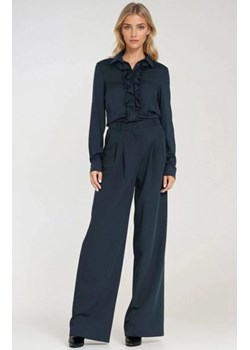 Nife spodnie z zakładkami wide leg granatowe ze sklepu intimiti.pl w kategorii Spodnie damskie - zdjęcie 187891837