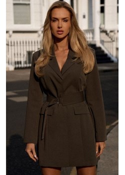 Moe M749 żakietowa mini sukienka khaki ze sklepu intimiti.pl w kategorii Sukienki - zdjęcie 187891879