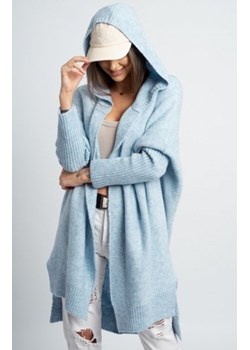 Osher asymetryczny kardigan damski z kapturem błękitny ze sklepu intimiti.pl w kategorii Swetry damskie - zdjęcie 187891938