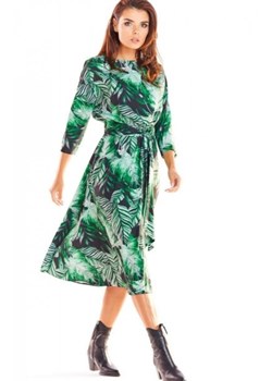 Sukienka midi w zielony wzór Awama A313 ze sklepu intimiti.pl w kategorii Sukienki - zdjęcie 187892037