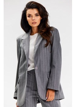 Elegancka marynarka damska o luźnym kroju A679 szara ze sklepu intimiti.pl w kategorii Marynarki damskie - zdjęcie 187892087
