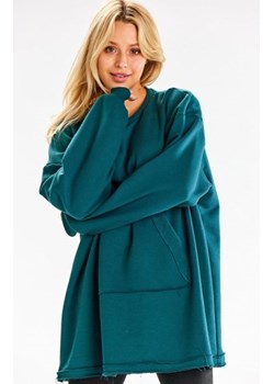 Oversizowa bluza damska z kieszenią M335 zielona ze sklepu intimiti.pl w kategorii Bluzy damskie - zdjęcie 187892178