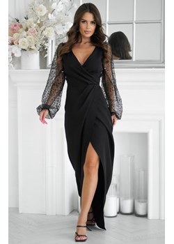 Bicotone długa sukienka z cekinowymi rękawami czarna ze sklepu intimiti.pl w kategorii Sukienki - zdjęcie 187892206