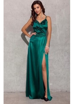 Satynowa sukienka maxi na ramiączkach zielona 462 ze sklepu intimiti.pl w kategorii Sukienki - zdjęcie 187892326