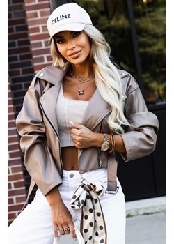 Numoco 626-3 stylowa ramoneska z miękkiej ekoskóry, z paskiem i asymetrycznym zamkiem ze sklepu intimiti.pl w kategorii Kurtki damskie - zdjęcie 187892336