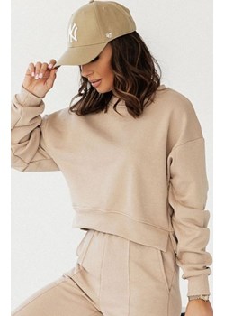 Ivon Lamia krótka oversizowa bluza damska beżowa ze sklepu intimiti.pl w kategorii Bluzy damskie - zdjęcie 187892339